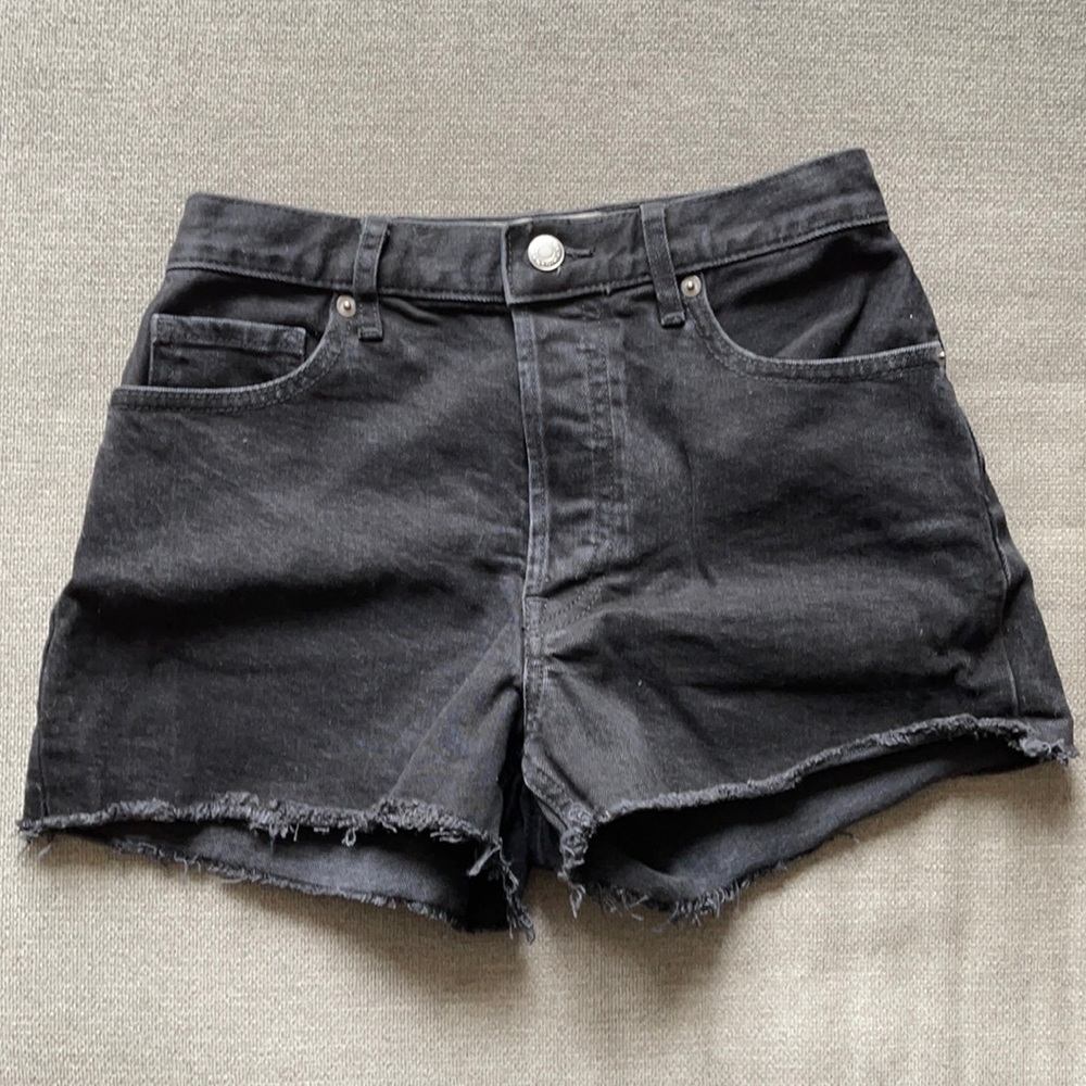 Black denim shorts
